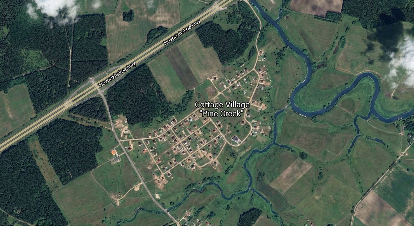 Расположение КП Сосновый Бор — Новорижское шоссе, 35 км от МКАД