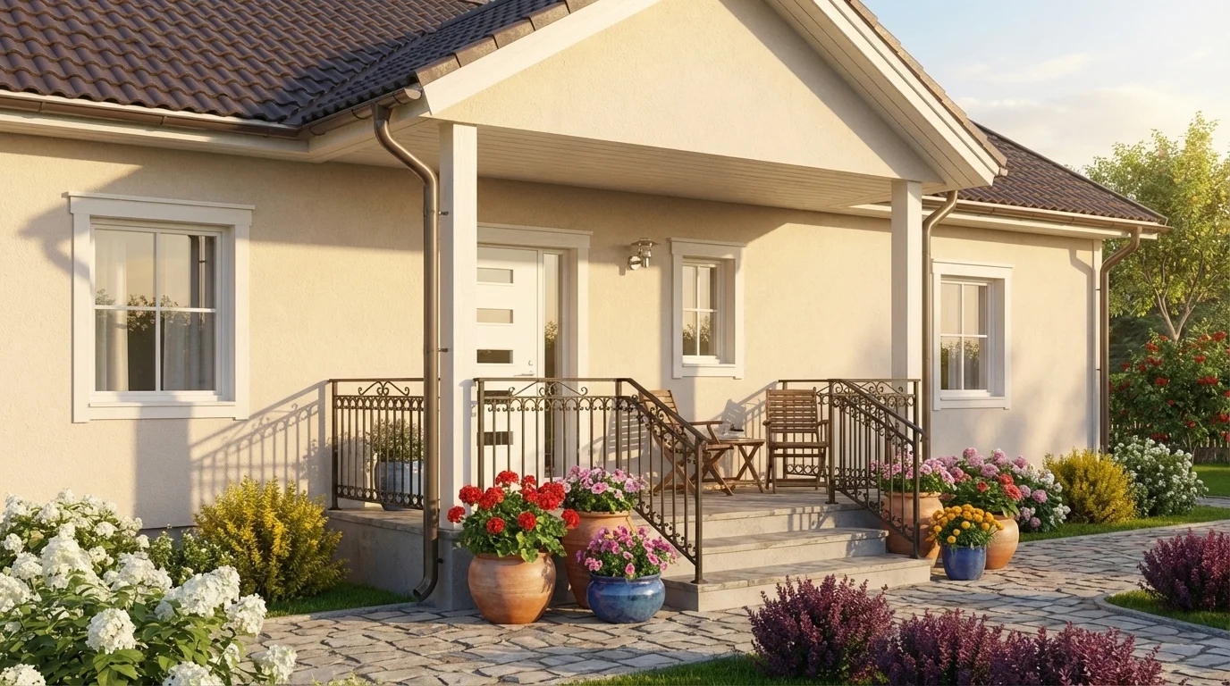 Фасад 3D — фронтальный вид рендера дома